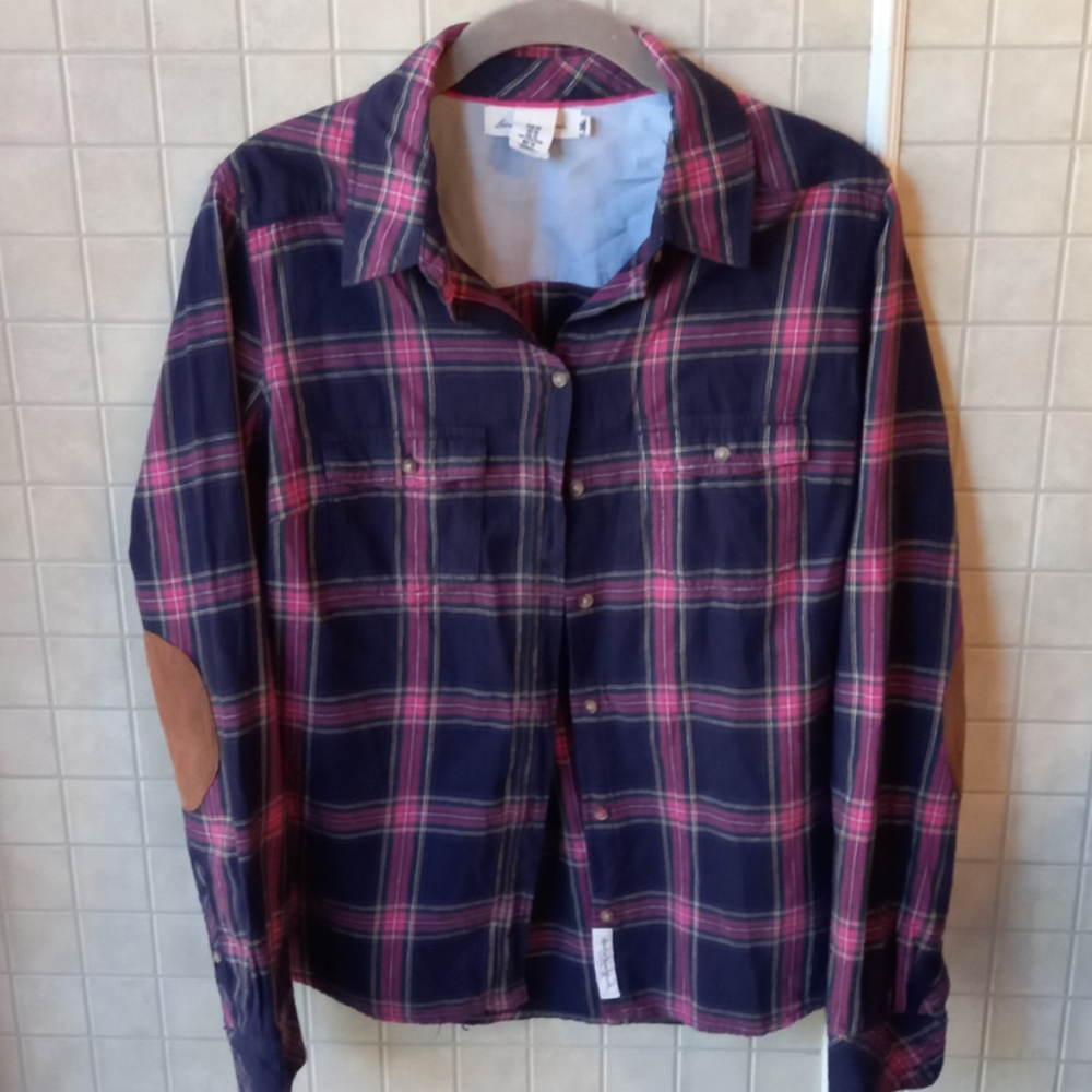 H&M  plaid shirt with elbow patches